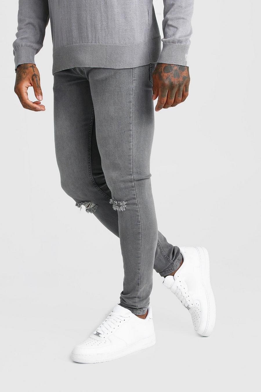 Grey Skinny Jean With Multi Rips image number 1