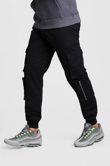 Multi Cargo Pocket Cuffed Pants black