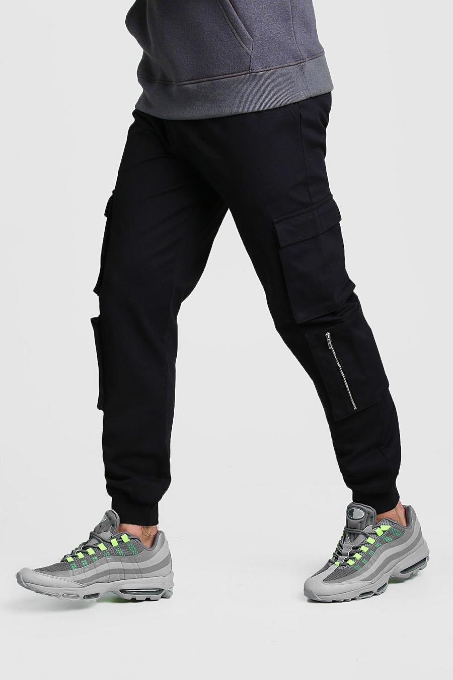Pantalon cargo à poche multiples, Noir image number 1