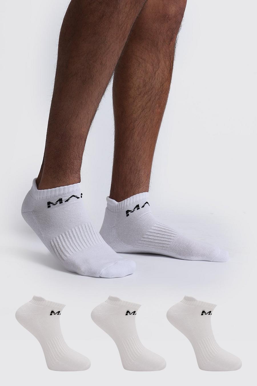 White MAN Dash Sneakerstrumpor med vadderade paneler (3-pack) image number 1