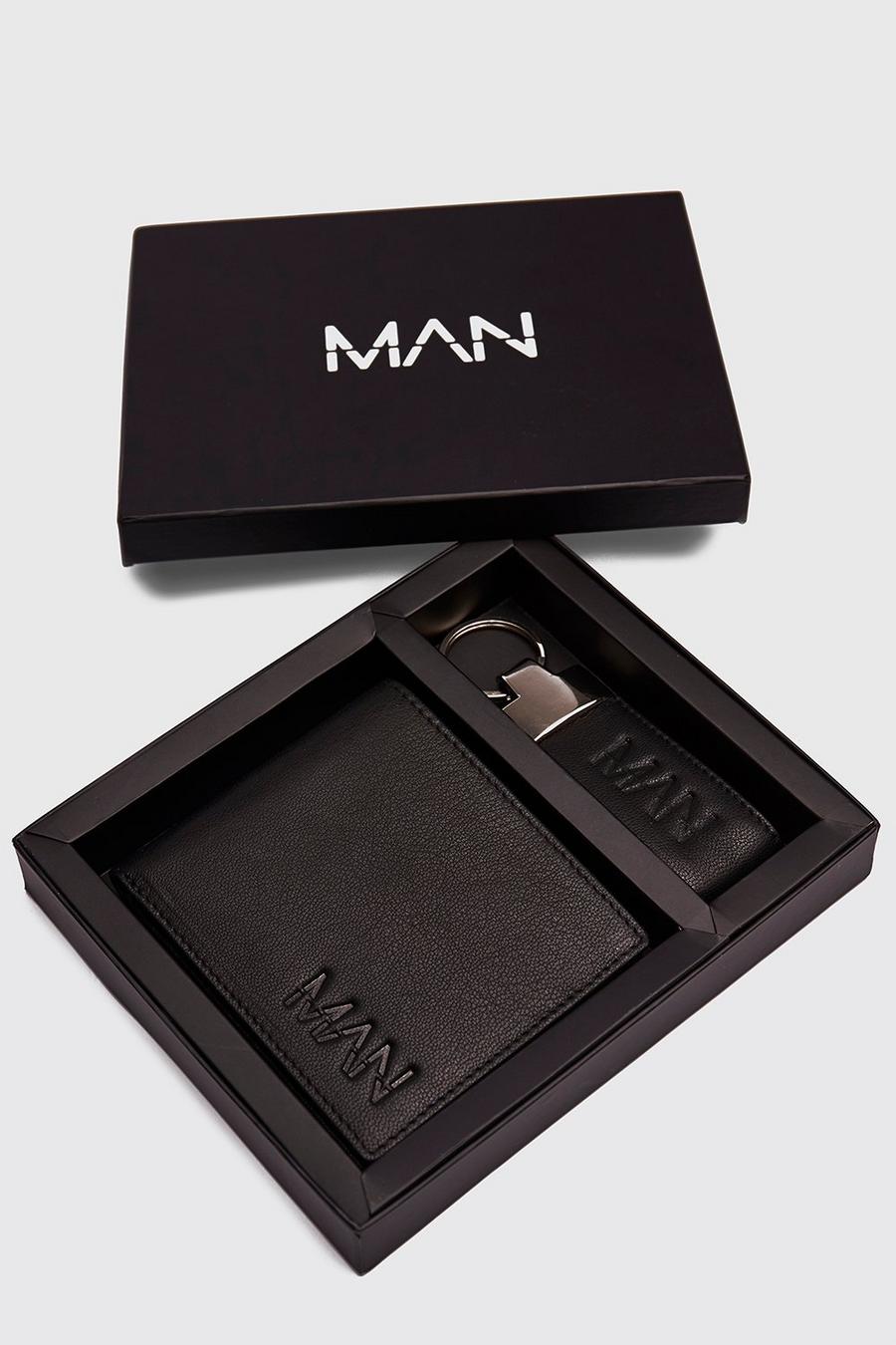 Black Plånbok och nyckelring i äkta läder image number 1