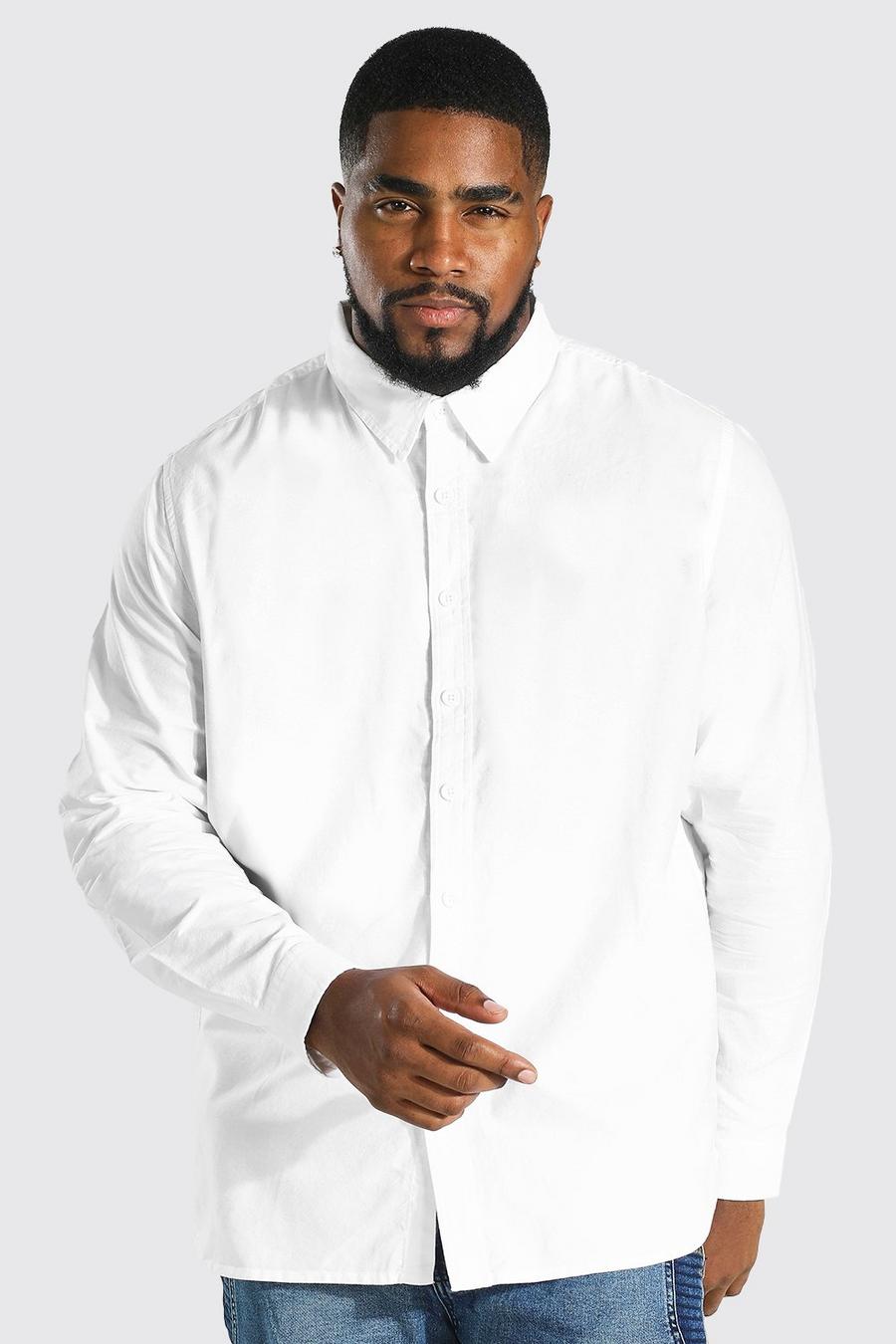 White Plus Size Long Sleeve Oxford Shirt image number 1