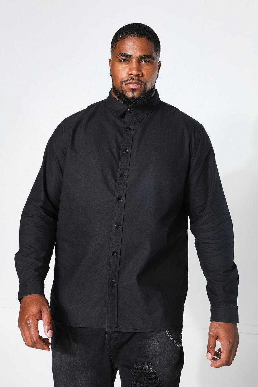 Black Plus Size Long Sleeve Oxford Shirt image number 1