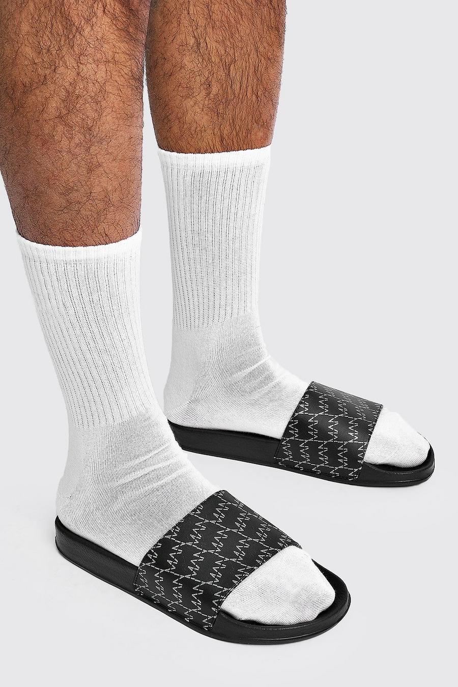 Zwart noir MAN slippers in print image number 1