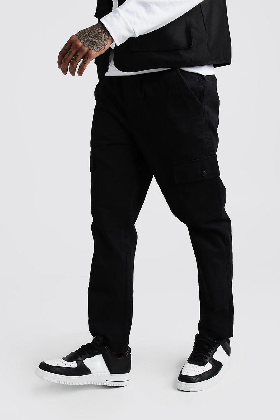 Twill Cargo Trousers, Black image number 1