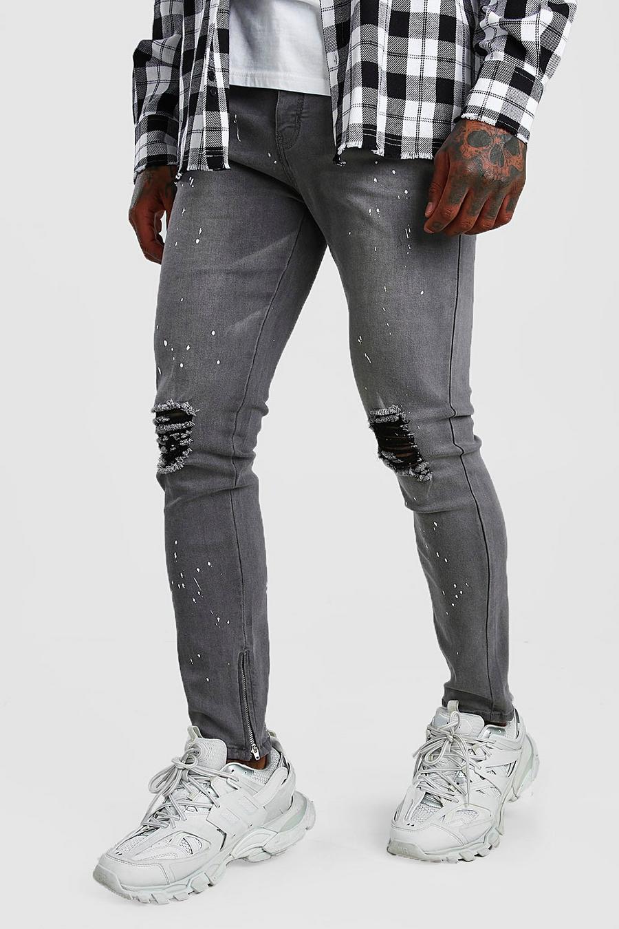 Jean skinny imprimé éclaboussures de peinture image number 1