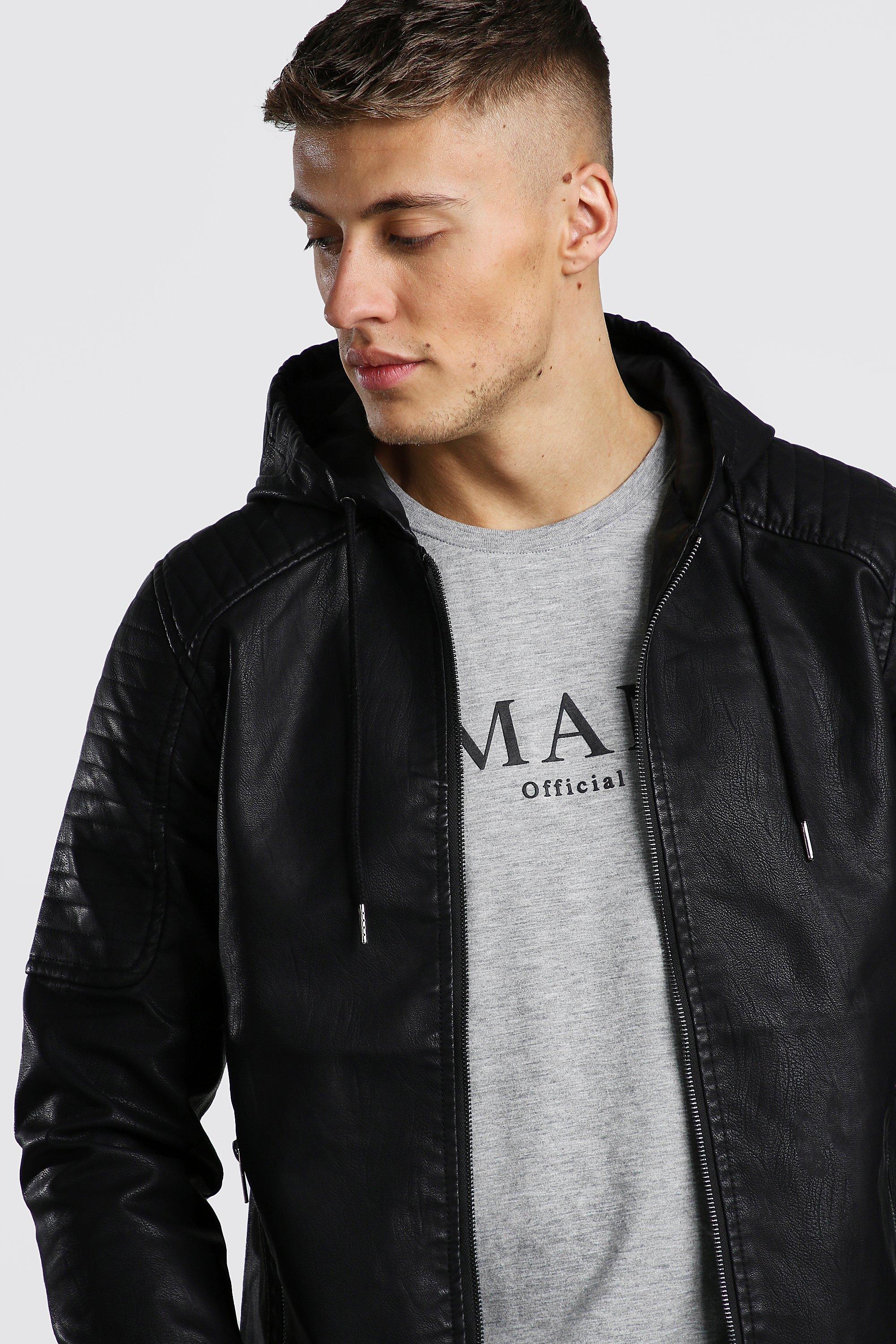 Mens cheap leather hoodie