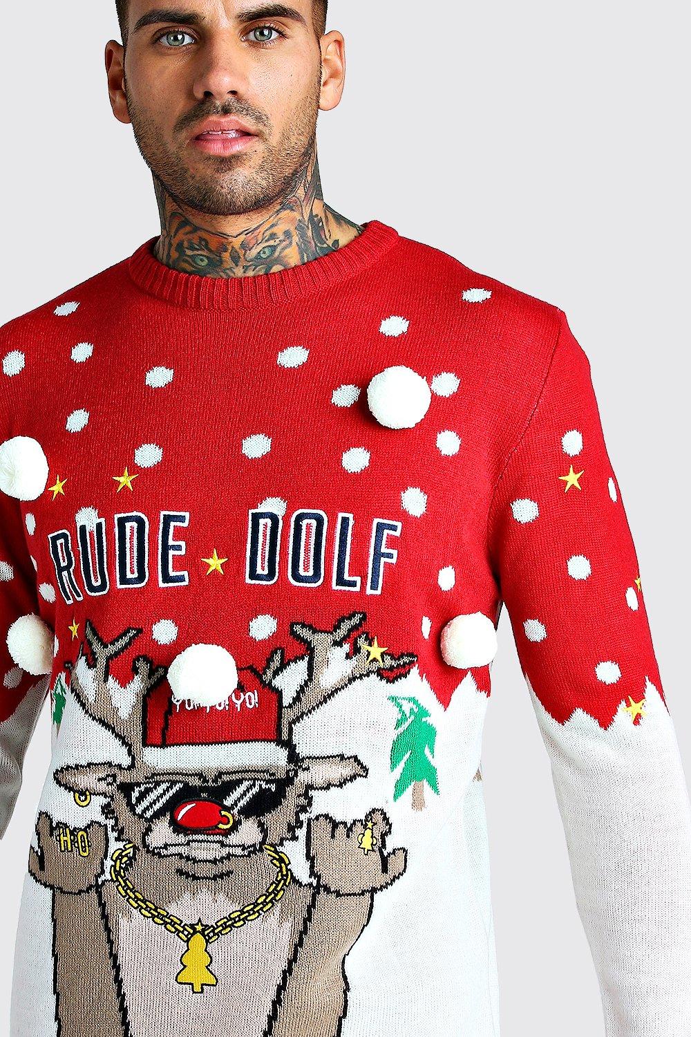 3D Rude Dolf Christmas Jumper boohoo DK