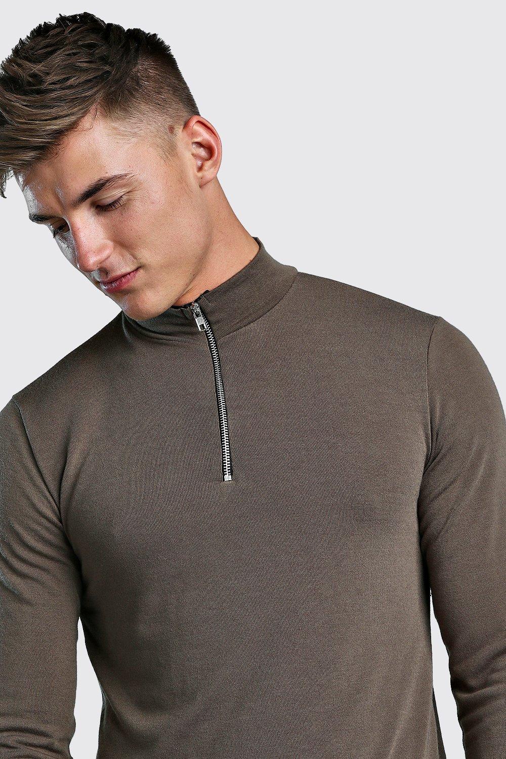 mens zip funnel neck jumper