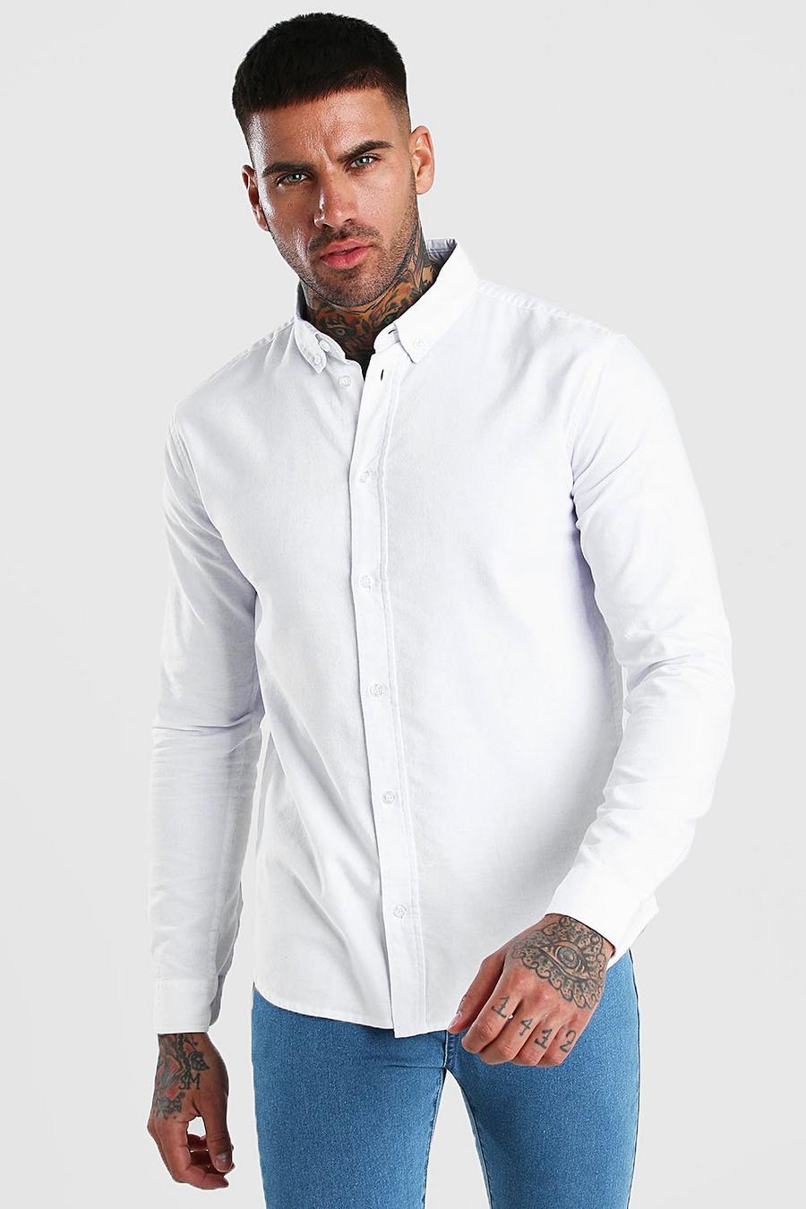 לבן חולצת אוקספורד עם שרוול ארוך image number 1