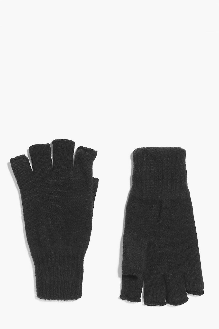 Black Thermal Fingerless Magic Gloves image number 1