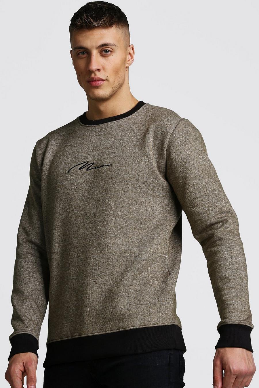 Khaki MAN Signature Sweatshirt In Marl image number 1