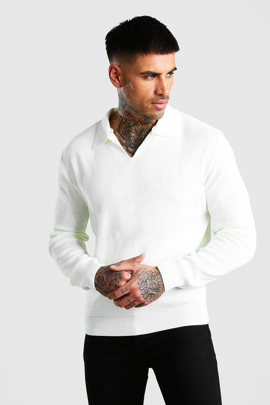 Long Sleeve Notch Neck Knitted Polo image number 1