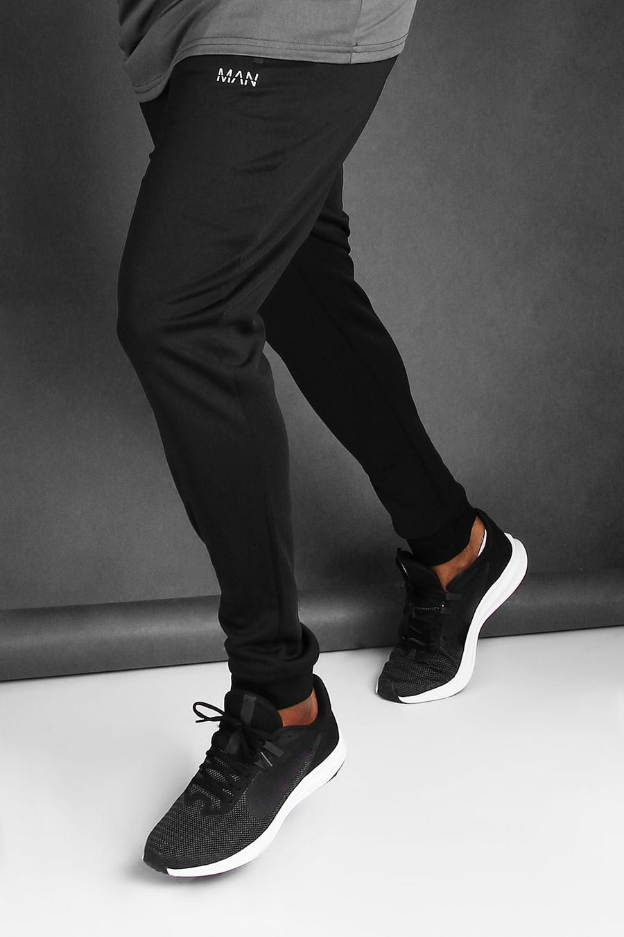 שחור מכנסי ריצה סקיני לאימונים עם כיתוב MAN לגברים גדולים וגבוהים image number 1