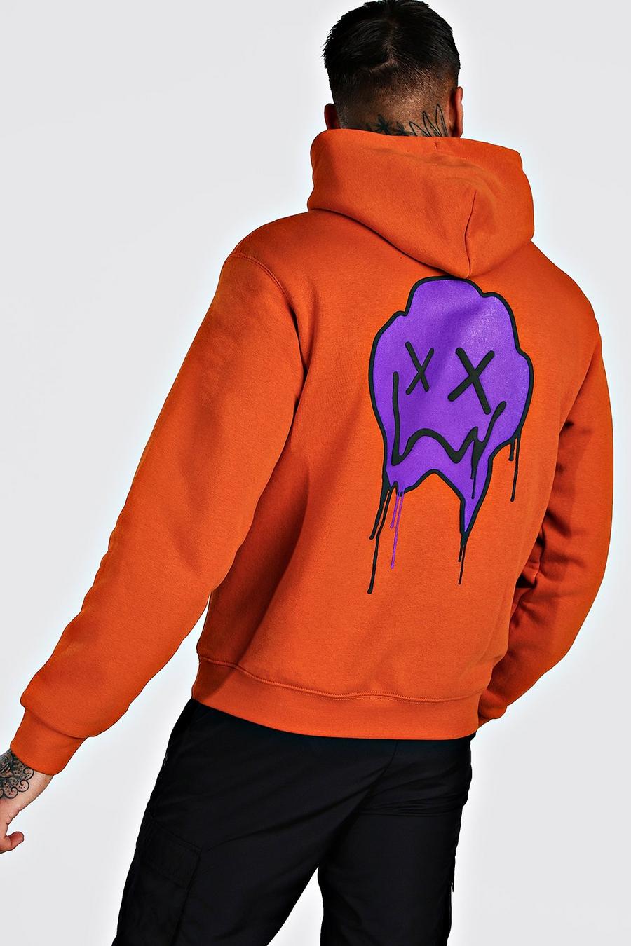 Drip Face Back Print Over The Head Hoodie image number 1