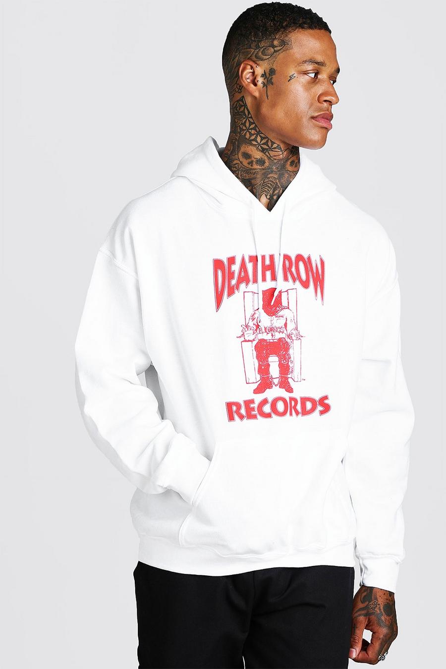 White "Death Row" Hoodie med tryck fram image number 1