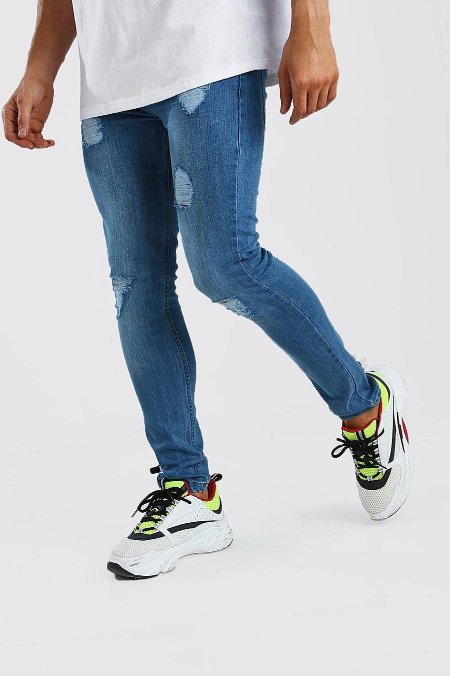 Super Skinny Jeans in starker Used-Optik, Hellblau image number 1