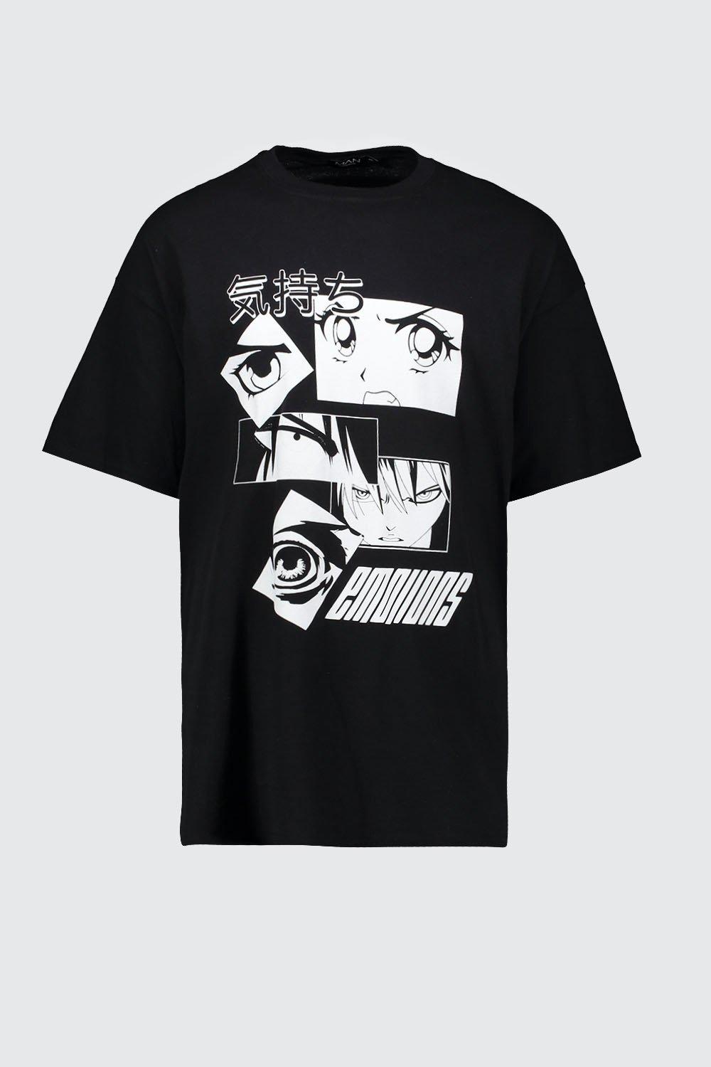 Camiseta con estampado de ojos anime Big And Tall | boohoo