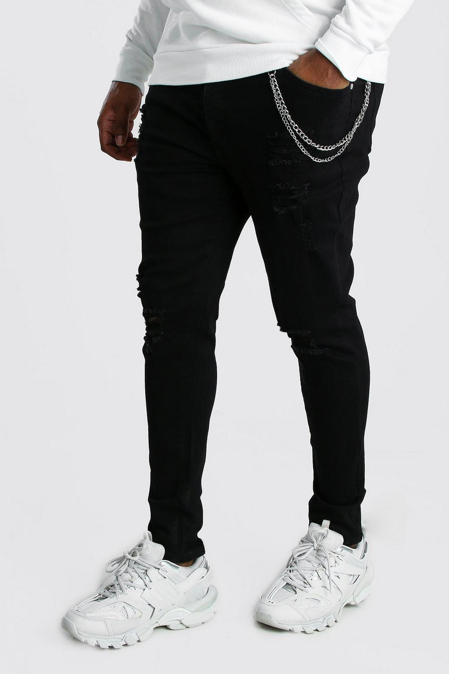 Black Plus Size Super Skinny Jean With Chain image number 1