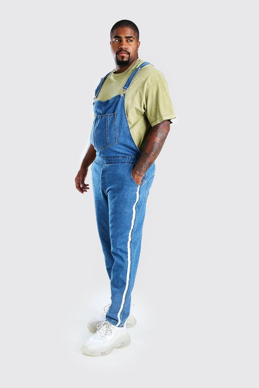 Mid blue Plus Size - Dungarees med kantband image number 1