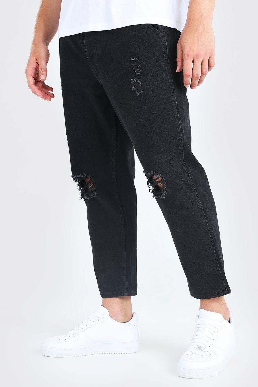 Washed black Plus Size Busted Knee Skinny Fit Jean  image number 1