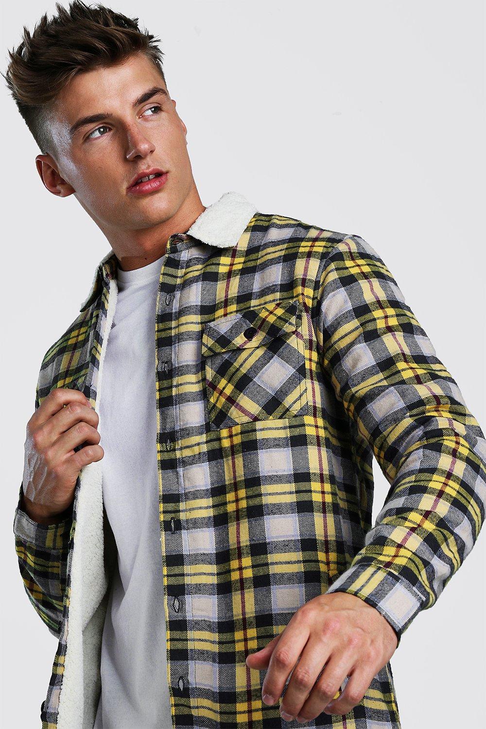 borg lined checked shirt