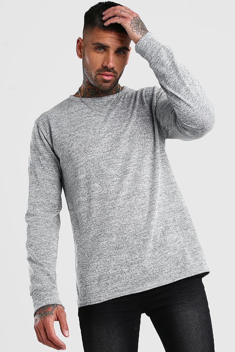 Grey Knitted Crew Neck Sweater image number 1