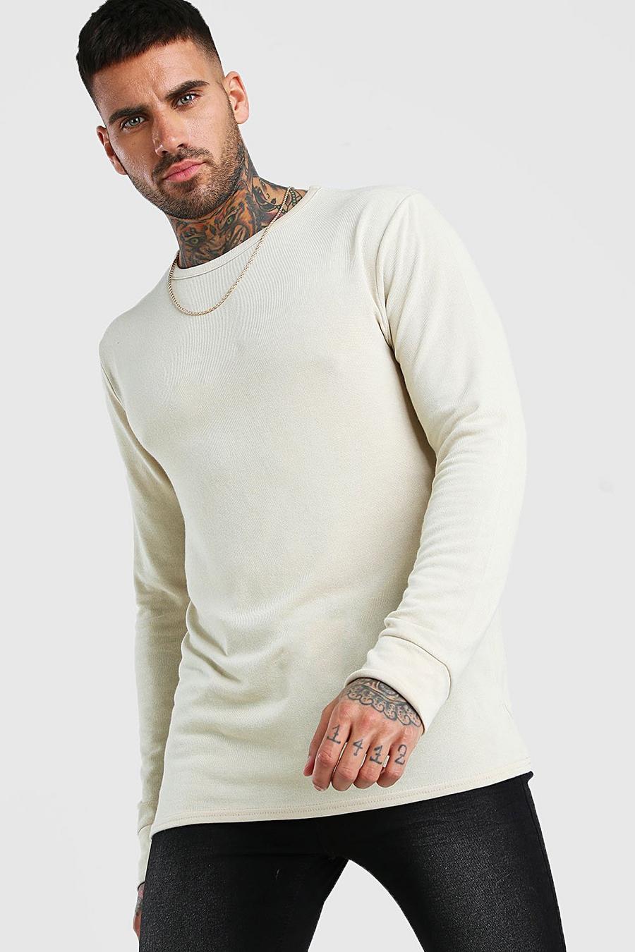 Ecru Knitted Crew Neck Sweater image number 1