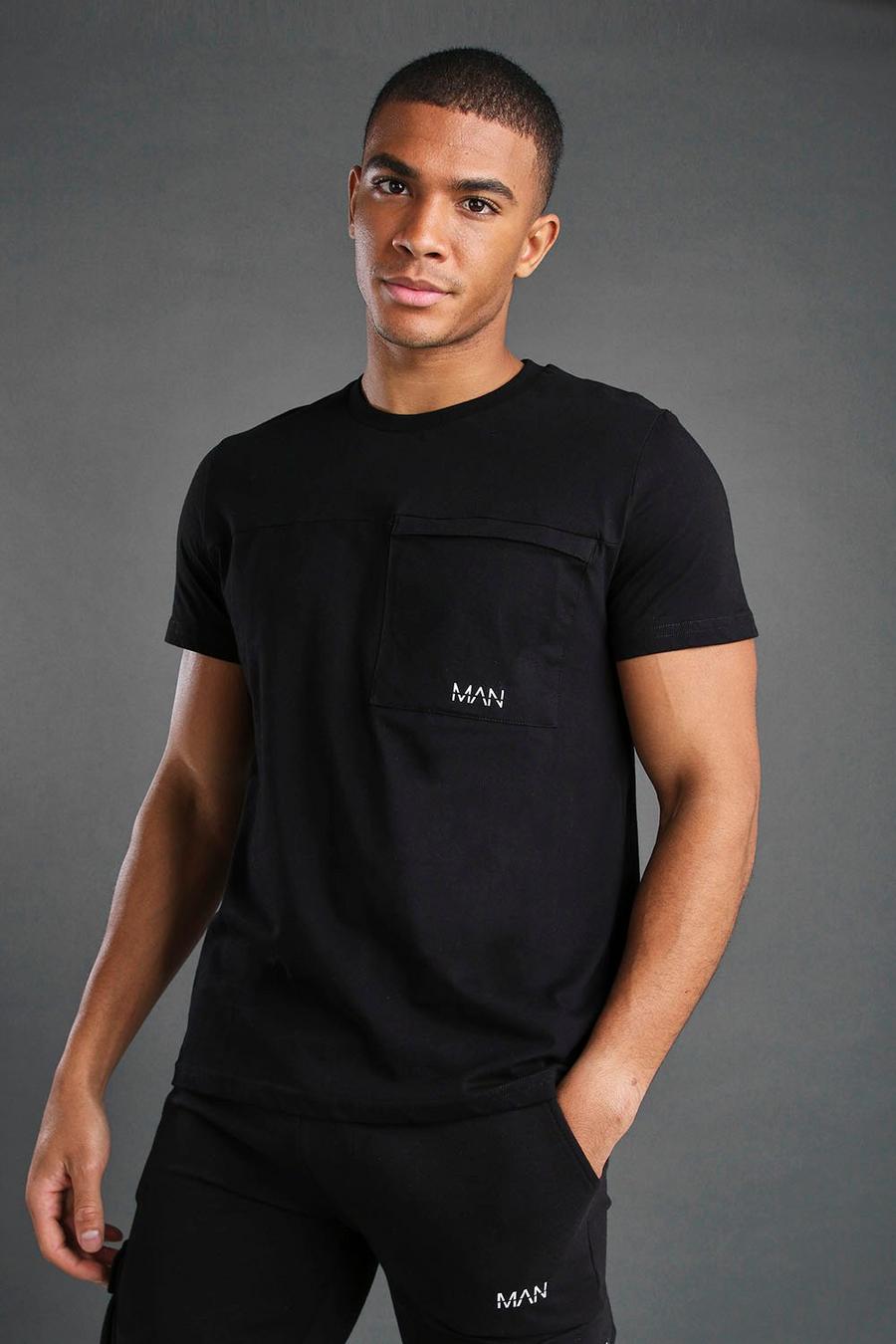 Black MAN Active T-shirt med dekorativ söm image number 1