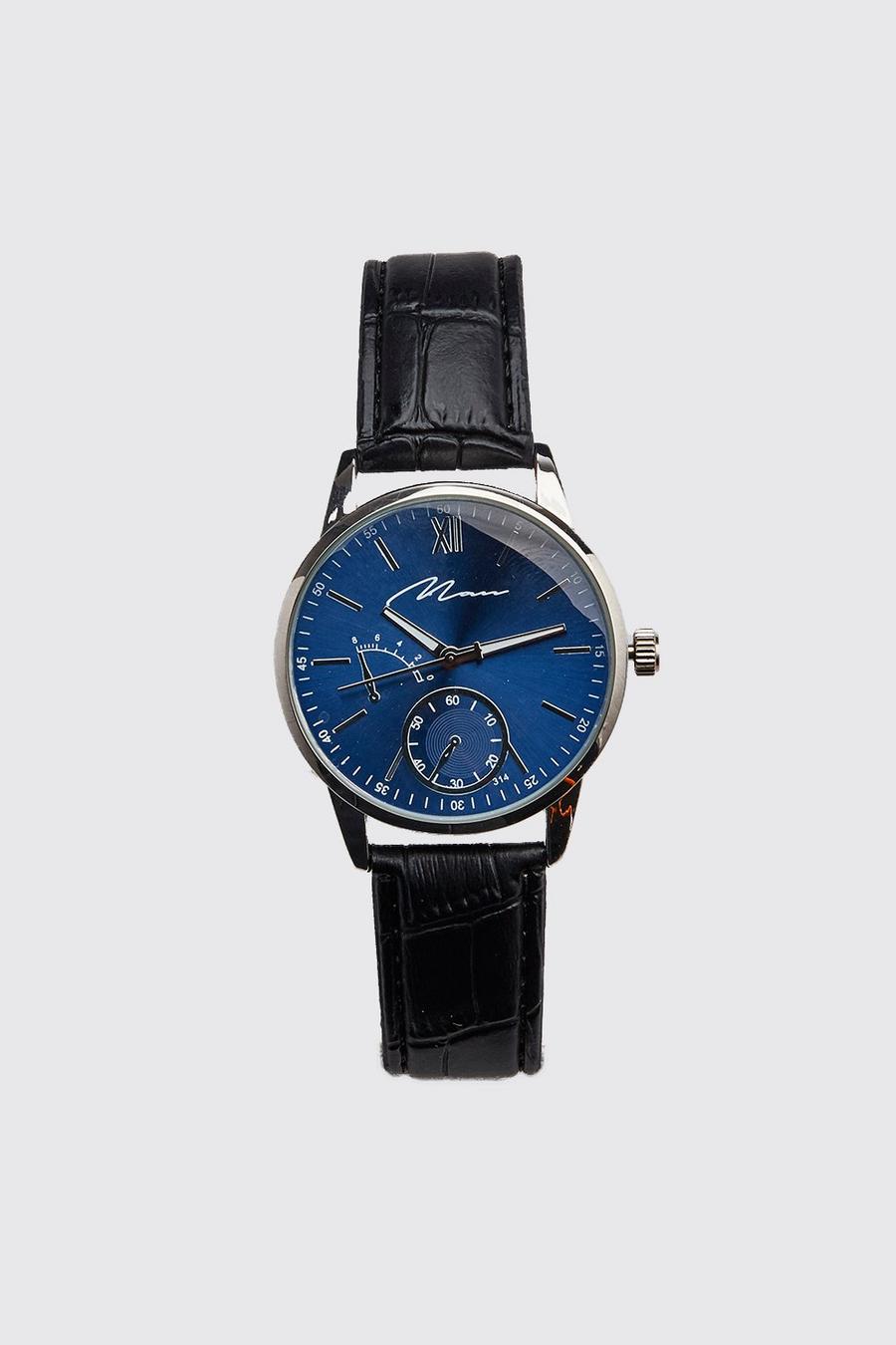 Klassische Armbanduhr mit MAN-Schriftzug, Schwarz image number 1