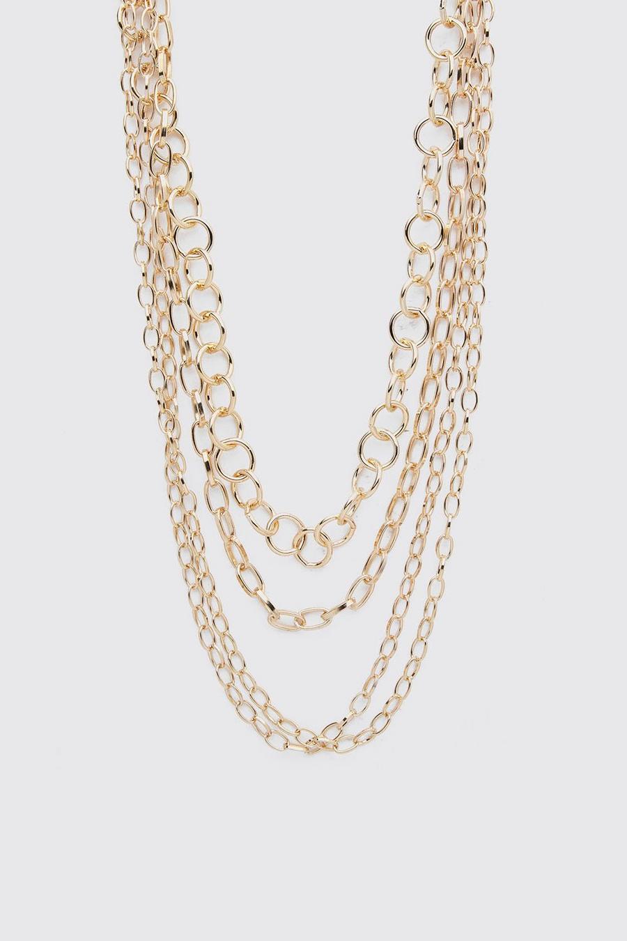 Gold Multi Layer Chain Necklace image number 1