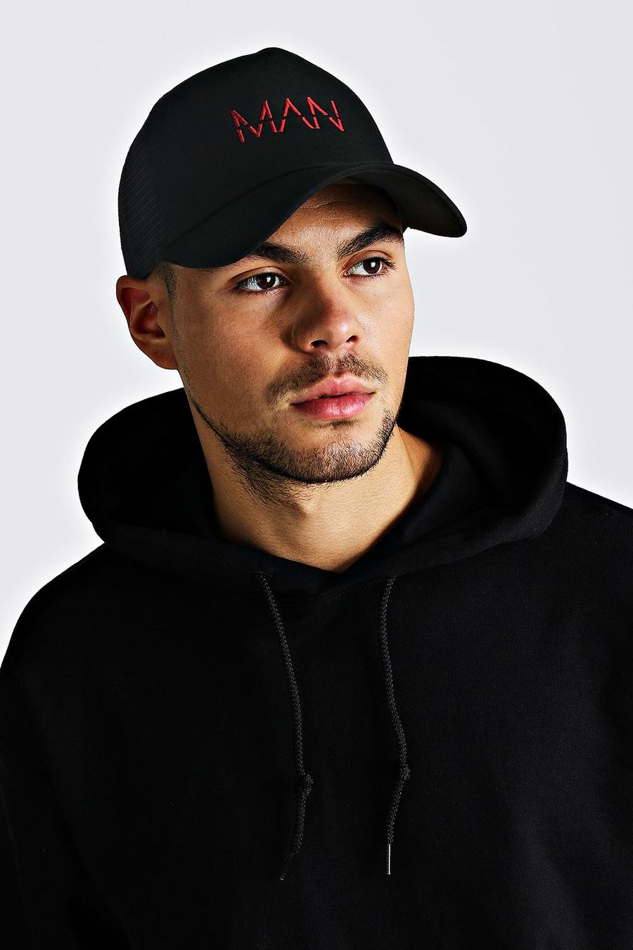 Black MAN Embroidery Truck Cap image number 1