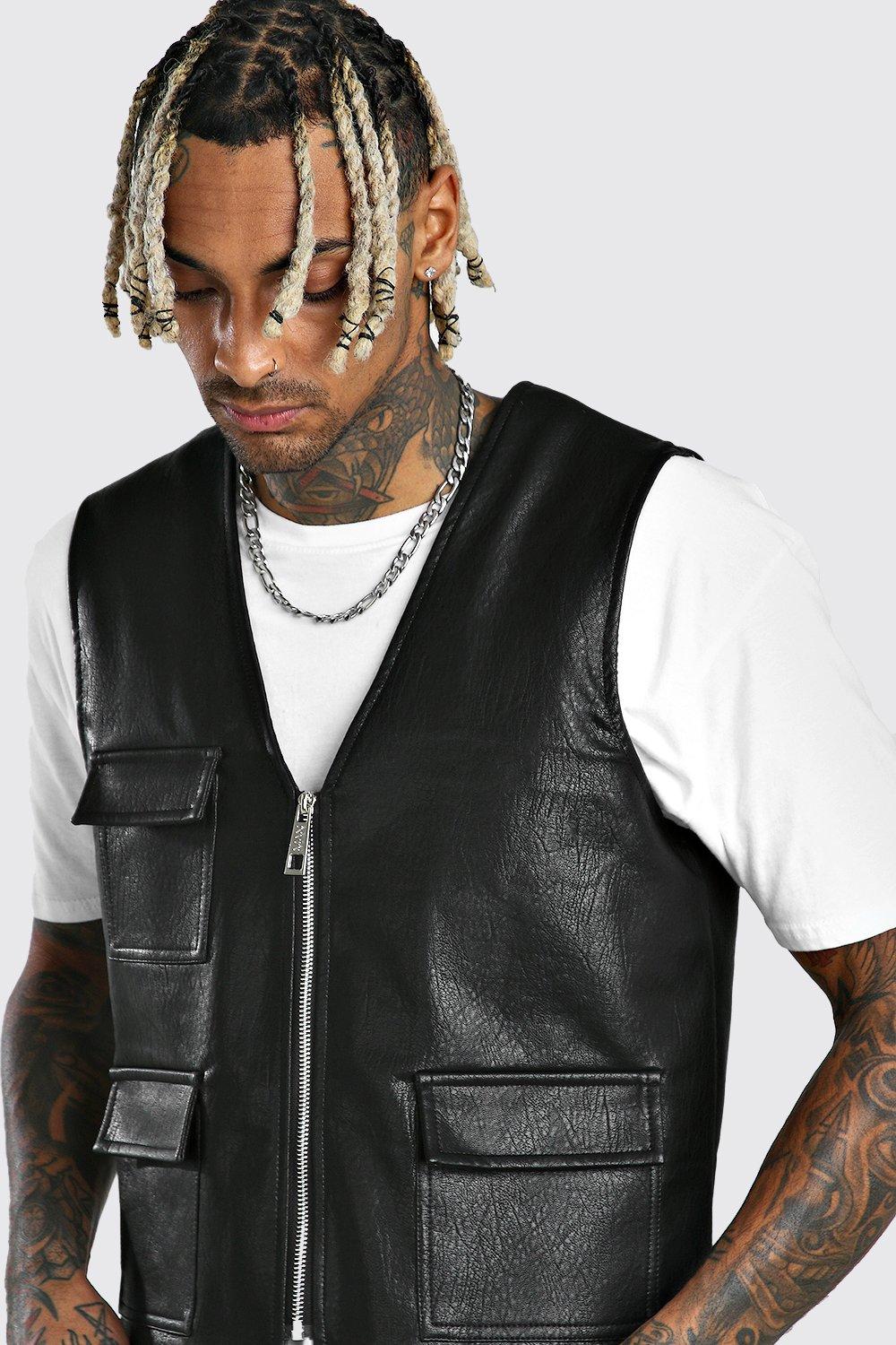 Leather gilet men online