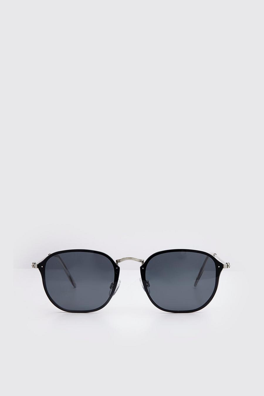 Black svart Frameless Rounded Sunglasses image number 1
