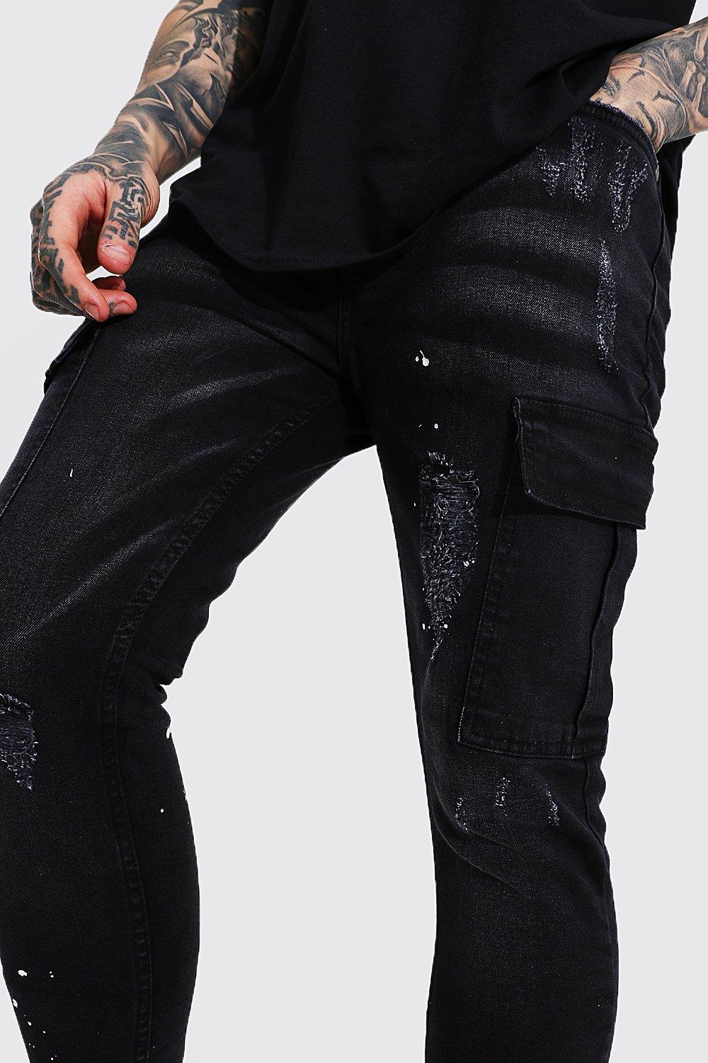 mens super skinny cargo pants