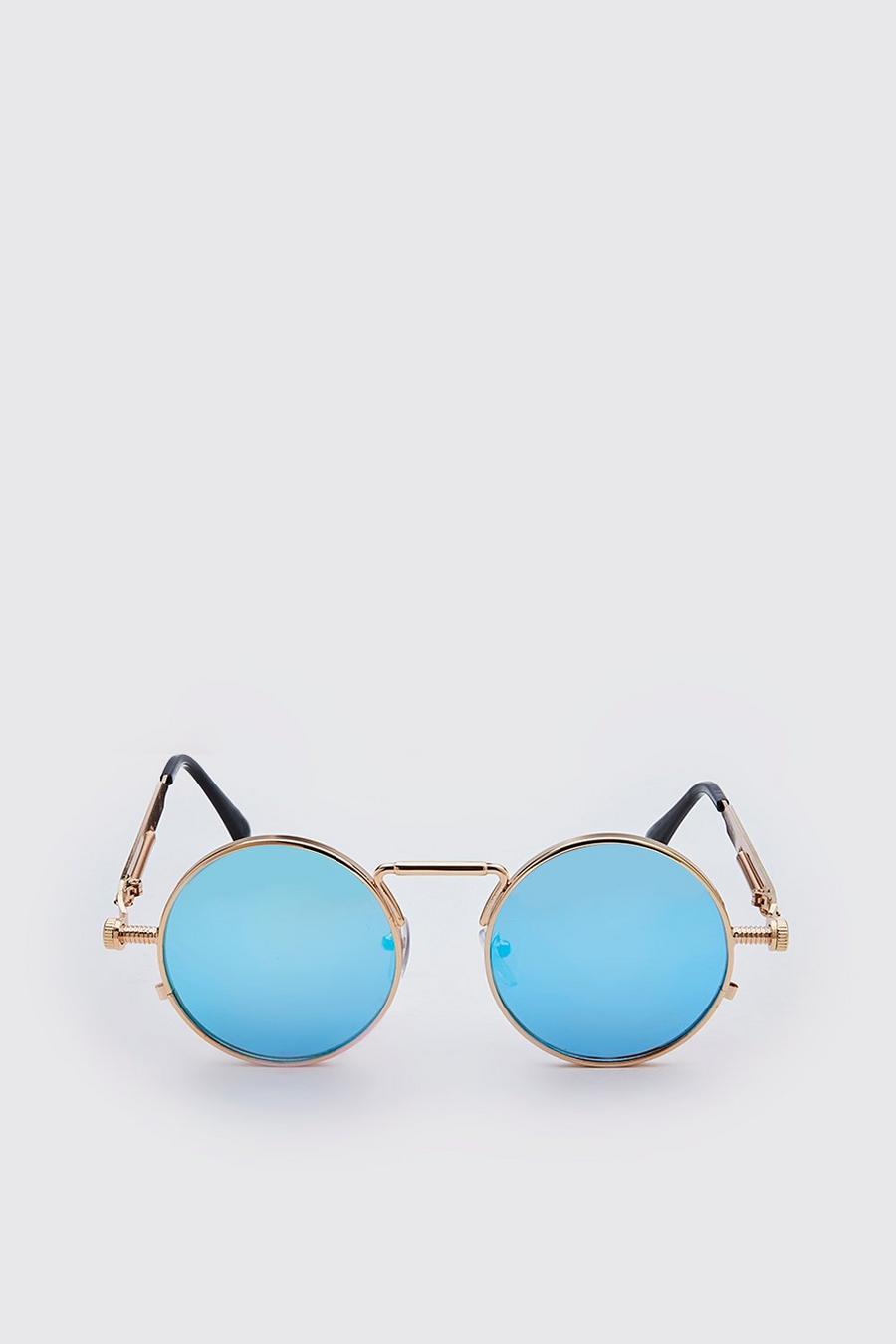 Blue Solglasögon i vintagestil med dekorativa skruvar image number 1