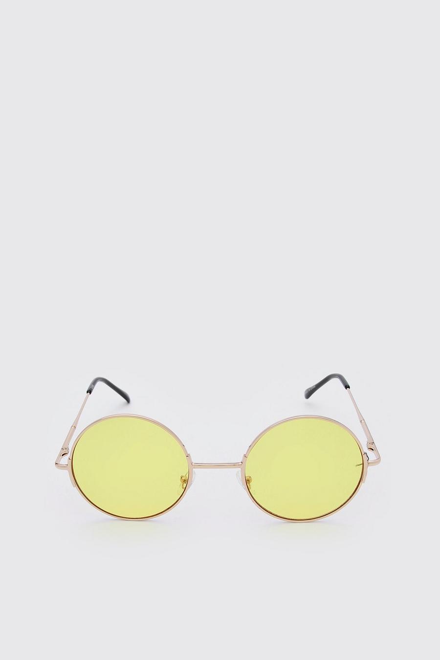 Yellow Round Coloured Lens Sunglasses image number 1