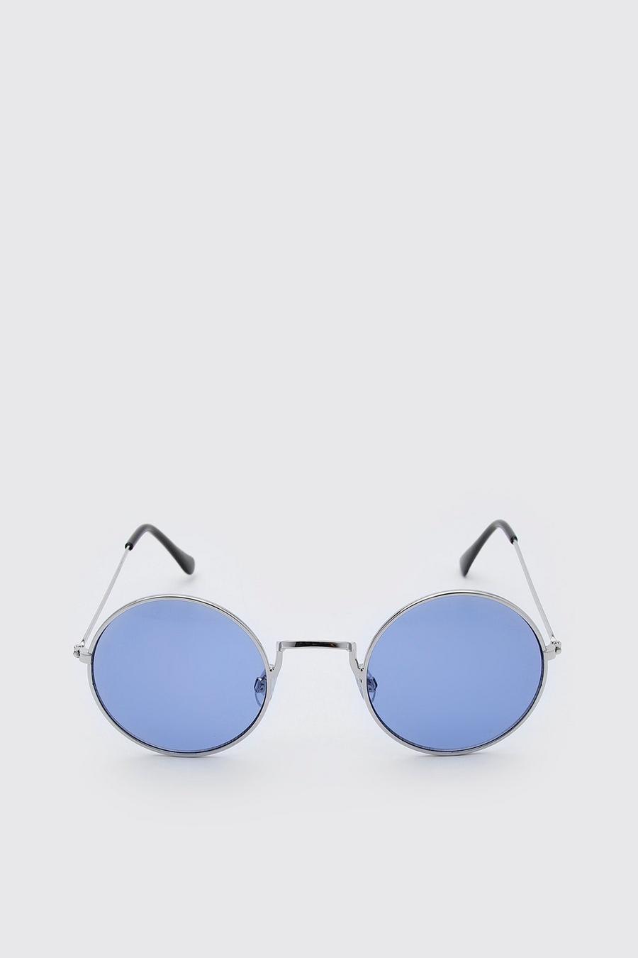 Runde Sonnenbrillen mit farbigen Gläsern, Blau image number 1