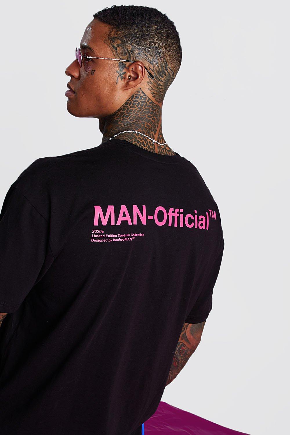 boohooMAN Plus Size Oversized Rose Back Graphic T-Shirt