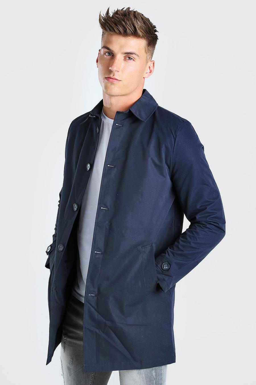 Navy Single Breasted Twill Mac image number 1