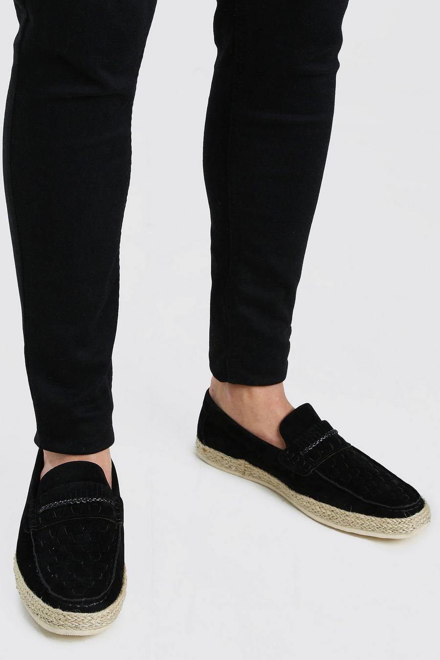 Black Faux Suede Woven Braided Loafer image number 1