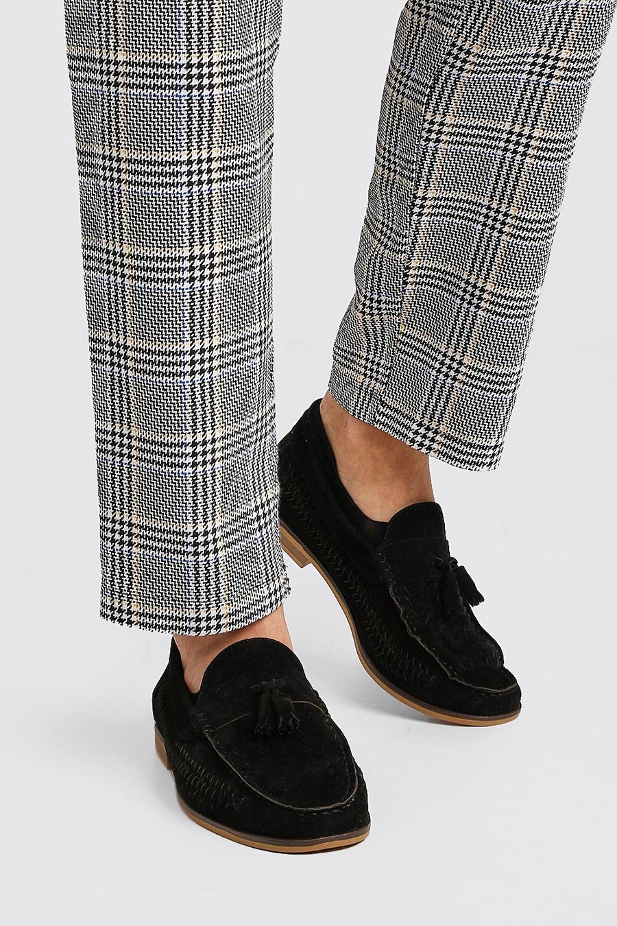 Black Faux Leather Woven Loafer image number 1