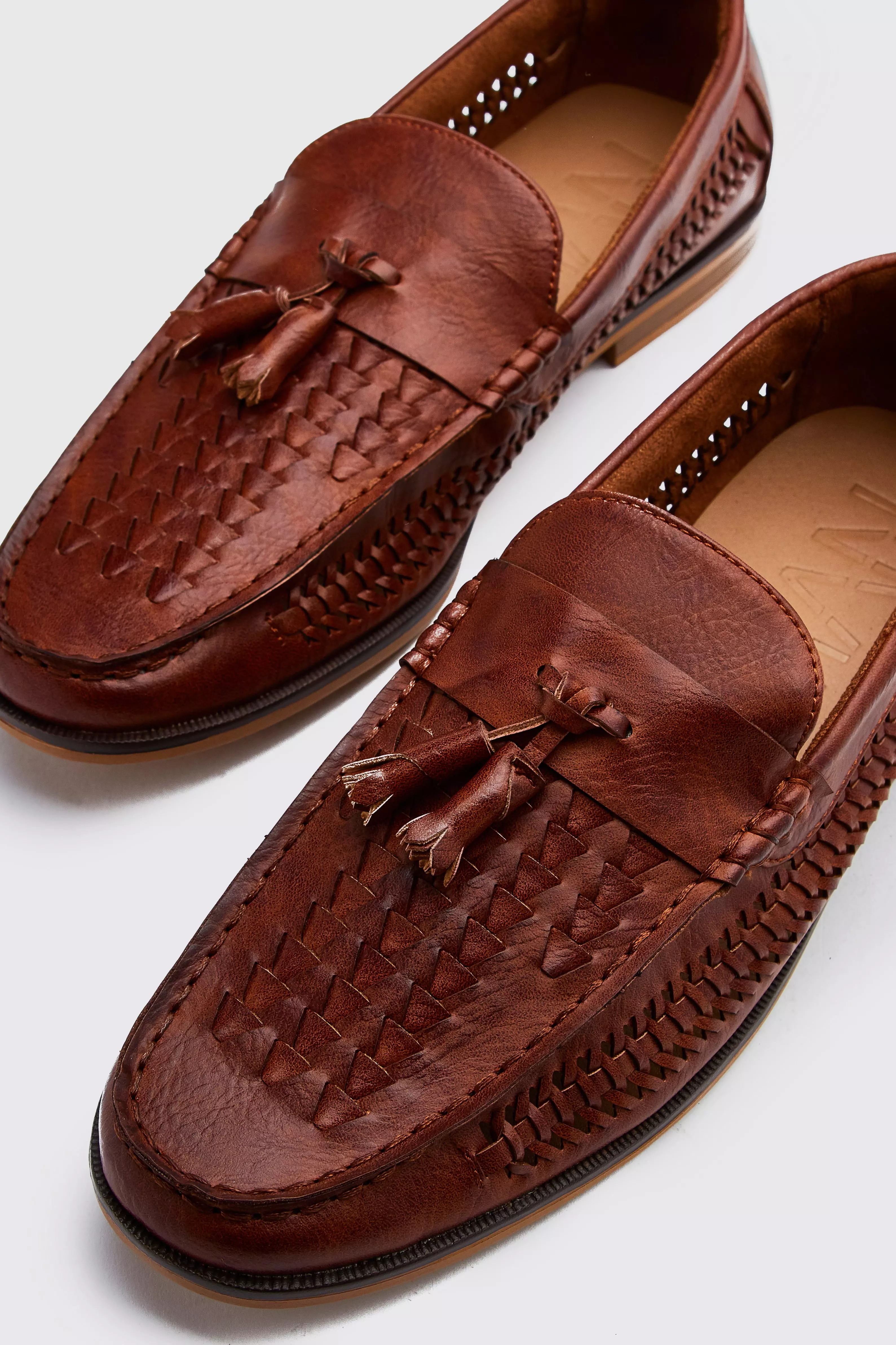 Leather woven deals loafers mens