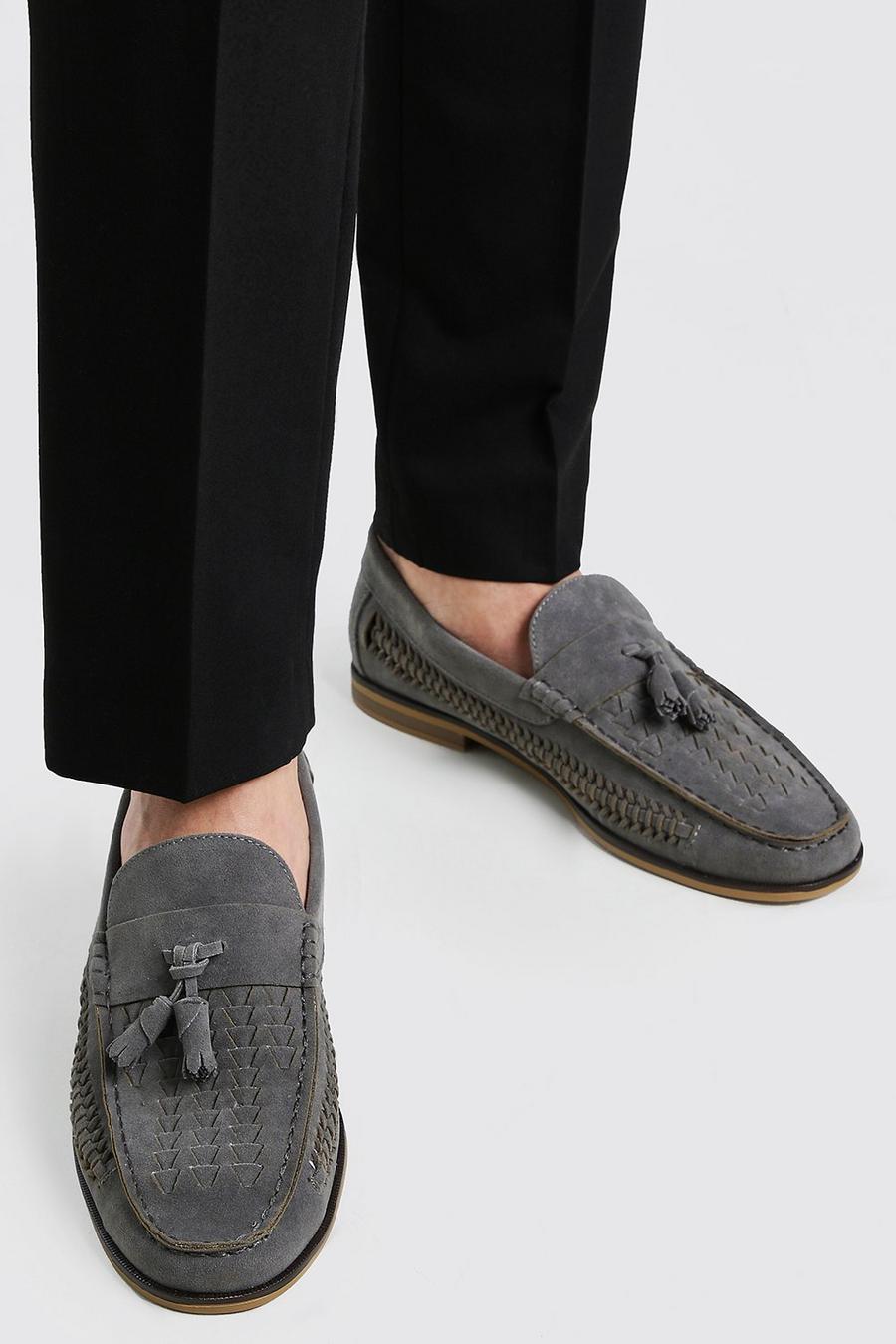 Light grey grå Faux Suede Woven Loafer image number 1