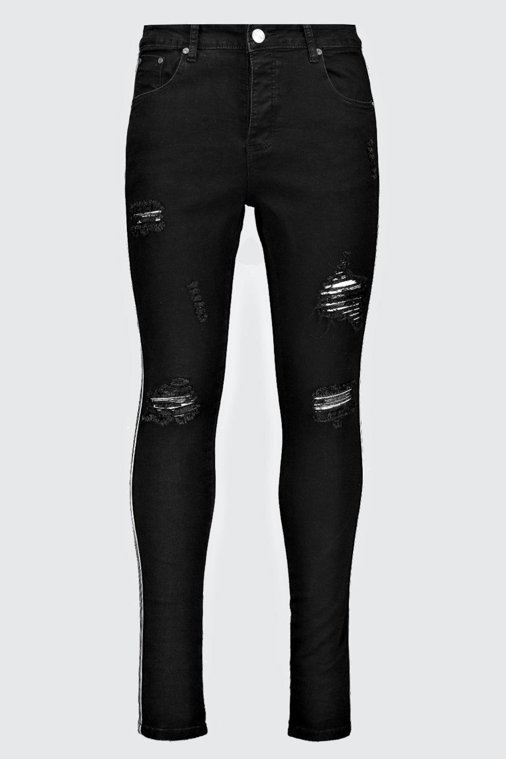 black super skinny ripped jeans