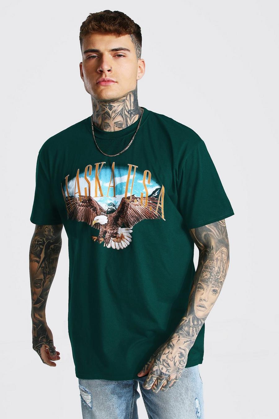 Loose Fit T-Shirt mit „Alaska“-Print, Grün image number 1