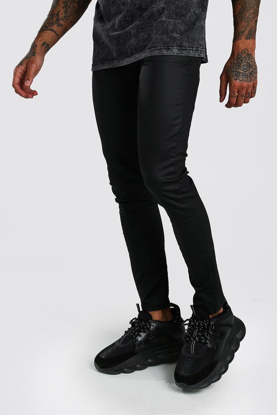 Black Super Skinny PU Coated Jeans image number 1