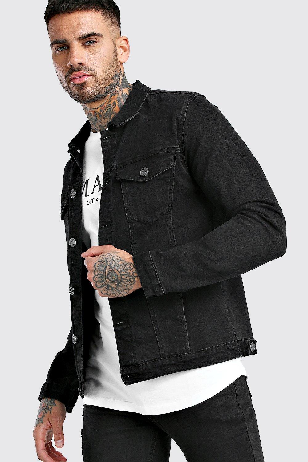 Dark green muscle shop fit denim jacket