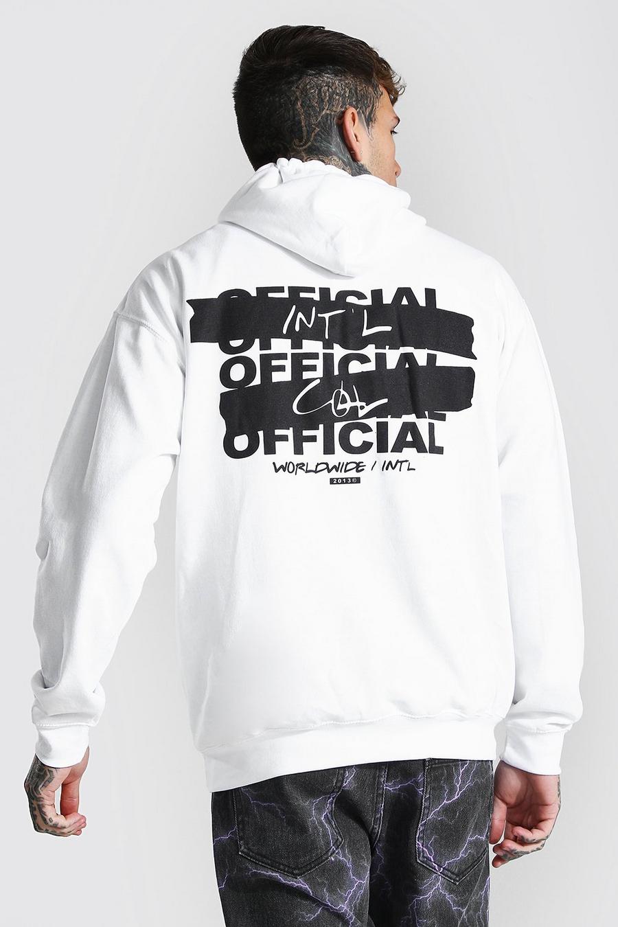 White Oversized Official Back Print Hoodie image number 1