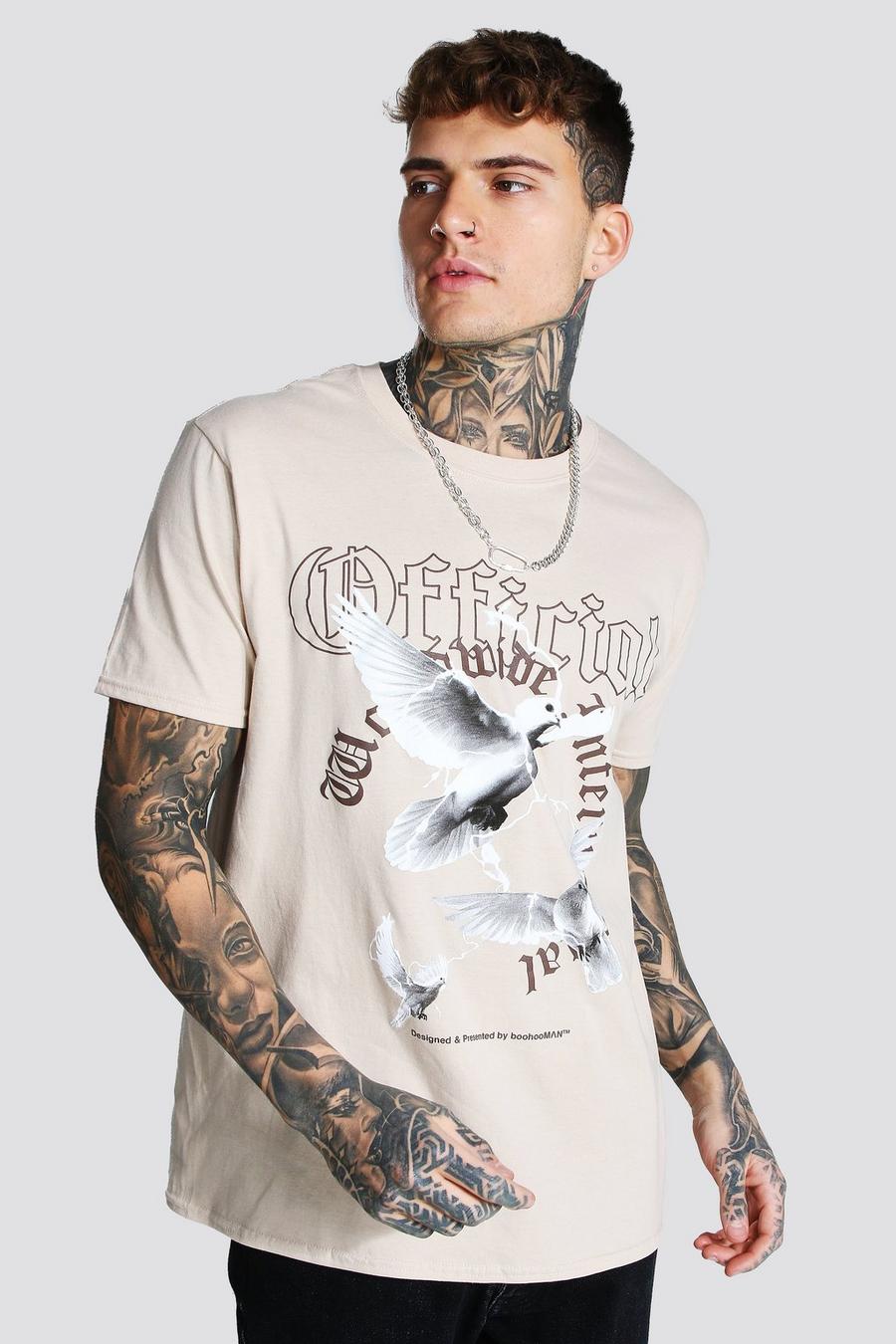Camiseta holgada con estampado de palomas Official, Arena image number 1